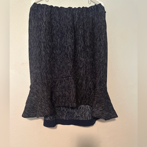 Anthropologie RO & DE Blue Tweed Audrey Midi Trumpet Skirt High Low Women’s XL - Picture 2 of 4